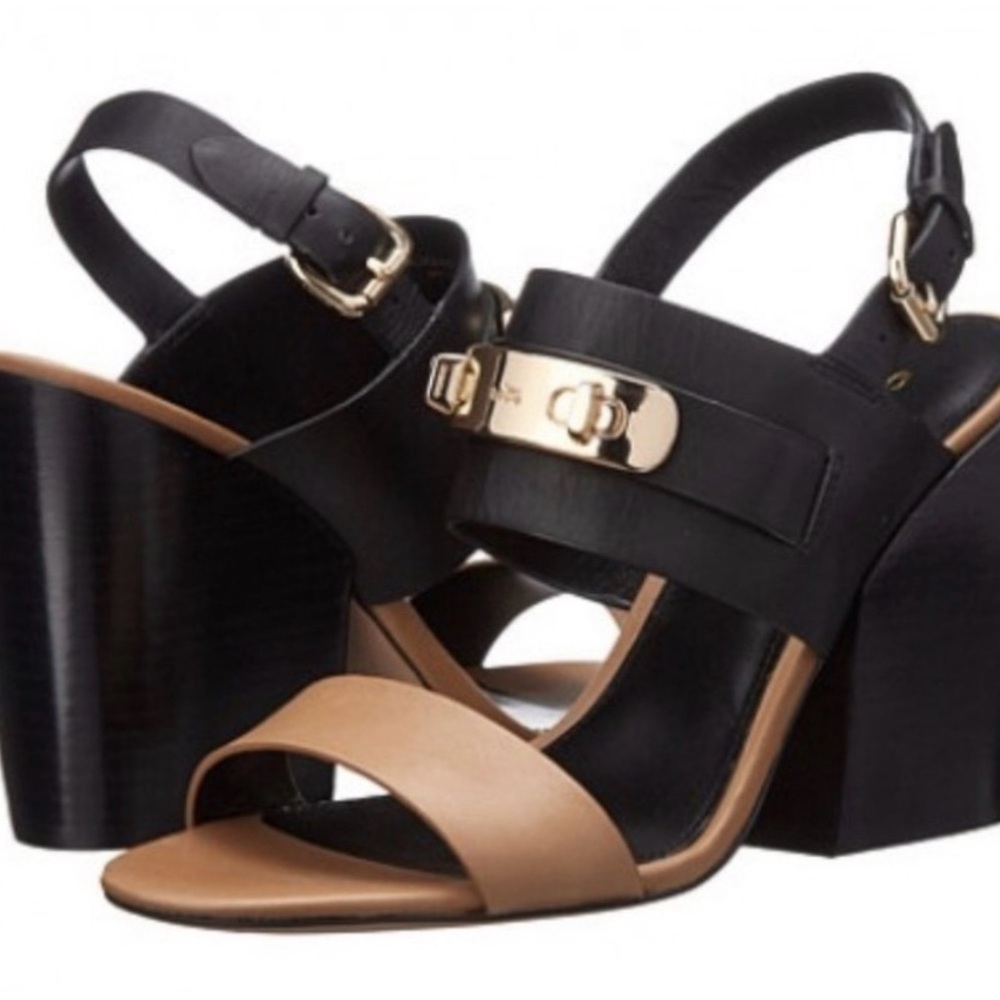 Coach Black and Brown Dennis Turnlock Open Toe Slingback Women's Sandals - Picture 3 of 9